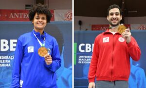 Bia Bulcão e Henrique Garrigós campeões do florete feminino e do sabre masculino no Torneio Nacional Cidade de São Paulo de esgrima
