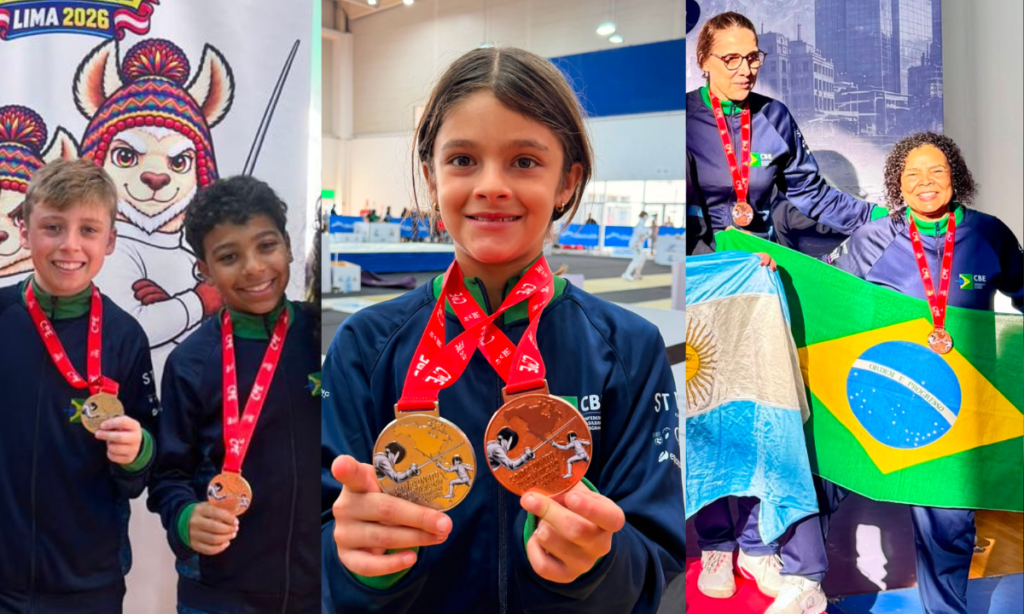Lucas Laidens François Marfisa Martinna Dinucci Ana Herklotz Vania Oliveira no Pan-Americano Infantil e Veterano de Esgrima