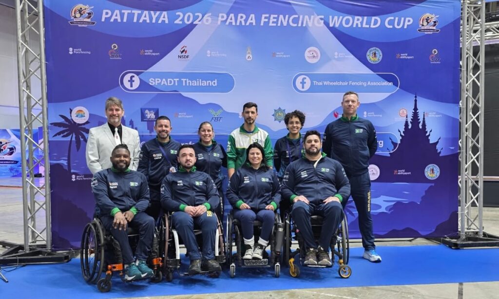 Fabiana Soares, Jovane Guissone, Kevin Damasceno, Mônica Santos, Rayssa Veras e Vanderson Luis Chaves na Copa do Mundo de Paraesgrima em Chon Buri